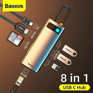 Baseus USB Hub HDMI-Compatible 4K Type C to USB 3.0 Splitter PD 100W Dock Station for MacBook Pro Air M1 8/6/5/4 Ports in 1 HUB Color: Silver (6 in 1 USB C HUB)