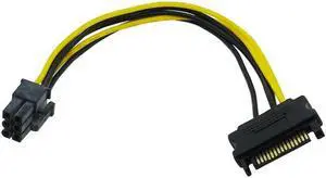 1pc SATA 15 Pin Male to PCI-E Express 6+2 Pin 8 Pin Female Video Power Adapter Connector Cable 20cm