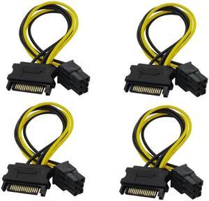 1pc SATA 15 Pin Male to PCI-E Express 6+2 Pin 8 Pin Female Video Power Adapter Connector Cable 20cm(20cm)