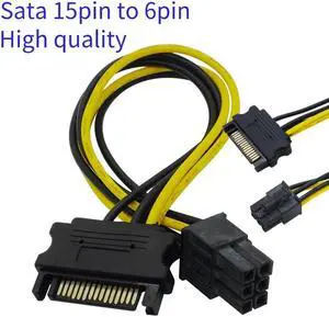 20CM SATA 15pin to 6 Pin PCI-E PCIE Express Graphics Converter Adapter Cables