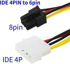 4 Pin M-olex to 6 Pin PCI-Express PCIE Video Card Power Converter Adapter Cable