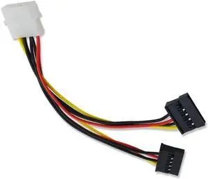 20cm 4-pin Molex IDE Female to two 15-pin Serial ATA Female Power Cables, Suitable for SATA SSD D Plug SATA Conversion Cable