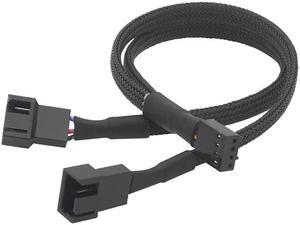 4-Pin PWM GPU Dual Fan Splitter Adapter Cable Black Sleeved for Graphics Cards
