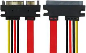 22Pin SATA Extension Cable, Sata Male to Female 7Pin + 15Pin Data and 3.3V Power Combo Extension Cable Cords Red