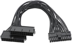ATX Mining Motherboard Cable 30cm 24 Pin 20+4 Pin Dual PSU Power Supply Splitter Extension Cable Connector   (24pin to 20-4p)