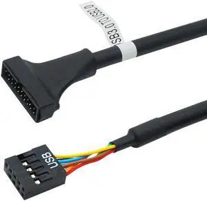 Motherboard USB 3.0 to 2.0 Adapter Header Cable Converter,Mainboard USB3.0 20 pin to 9pin, USB 2.0 9 pin to 20 pin Header Bridge(9P F to 20P M)(15CM)