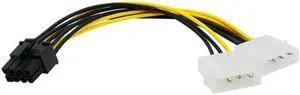 18cm 8Pin To Dual 4Pin Video Card Power Cord Y Shape 8 Pin PCI Express To Dual 4 Pin M-olex Graphics Card Power Cable