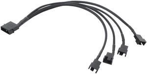 1 To 2 Way Y-Splitter Sleeved 4-Pin Molex Male To 2x 4-Pin PWM Male Connector Fan Extension Adapter Cable