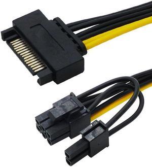 15 Pin SATA Male to 8 Pin (6+2) PCI-e Power Supply Cable 15Pin SATA to 8Pin PCI Express Adapter for Graphics Video Card 8 inch