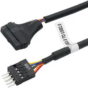 1PC USB 3.0 20-Pin Male To USB 2.0 9-Pin Motherboard Header Female Adapter Cable