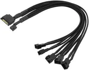 Computer Fan PWM Temperature Control SATA Line One Point Six SATA To 4pin Line One Drag Six Hub Packet Network Production(1 to 5ways)
(black)