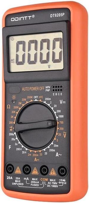 DT9205P Professional Digital Multimeter Manual Range 1000V 10A AC DC Voltage Meter hFE Ohm Capacitance Continuity Diode Tester