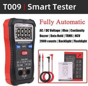 T009 Digital Multimeter Smart Multitester Ohm Continuity AC DC 600V Voltage Buzzer TRMS DMM Tester Electrician Tools Multimetro(T009 Multimeter)