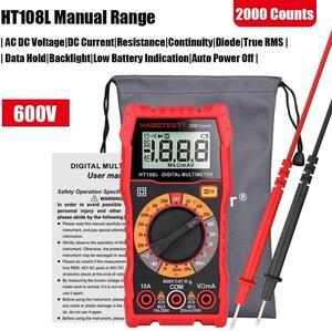 Professional Digital Multimeter Mini Smart Automotive Tester Auto Range NCV AC DC Hz Ohm Capacitance Transistor Tester(HT108L Manual Range)