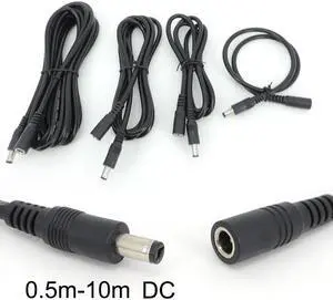 DC Female to Male Plug Extension connector Cable 0.5/1.5m/2M/3/5m/10m 2.1mmx5.5mm for 12V Power Adapter Cord CCTV Camera Strip L(0.5M)