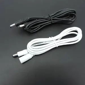 22awg 3A DC Male To male female Power supply Adapter white black cable Plug 5.5x2.1mm Connector wire 12V Extension Cords L1(Black 1m)