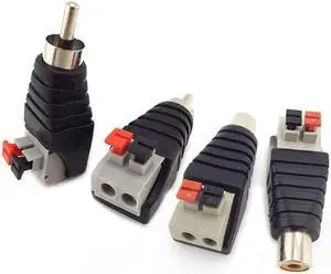 DC plug RCA Male Female Connector 5.5mmx2.1mm Speaker Wire A/V Cable to Audio Press Plug Terminal Adapter Jack Plug wholesale(2pcs Female)