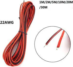 22awg Wire 2pin Tinned Copper Insulated PVC Wired Wire power  supply Cable For CCTV LED Strip Lighting connector(10M)