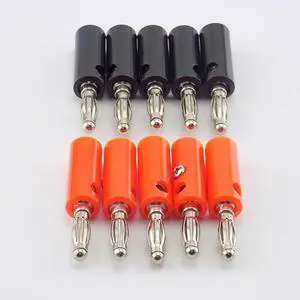 1/10pcs 4mm Banana Plate Plugs Connectors Red and Black Solderless For Audio Speaker Video Musical DIY adapter L19(5pcs Red 5pcs Black)