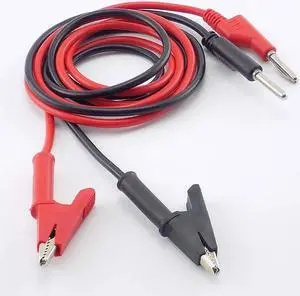 1M Clip Crocodile Wire Test Double-end Electrical Banana Plug and Alligator Lead Wire Line 15A Multimeter DIY Connector L19(black)