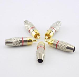 5pcs 10pcs RCA Male Plug to cabling Connector Adapter Audio Video Cable Non Solder Gold Plated CCTV Camera Security Accessories(5pcs)