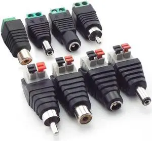 5pcs DC RCA Female Male power Connector 5.5mm 2.1mm Jack plug audio Adapter Wire Connector For RGB LED Strip Light CCTV Camera(DC male)