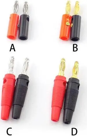 10pcs Banana plug Audio Speaker Screw Gold Plate Plugs Connector 4mm Adapter Solderless Black Red color L19(10pcs Type A)