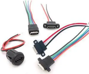 USB 3.1 Connector Type-C 2Pin 4Pin Welding Wire Female Female Socket Rubber Ring High Current Fast Charging port L1(type 5)