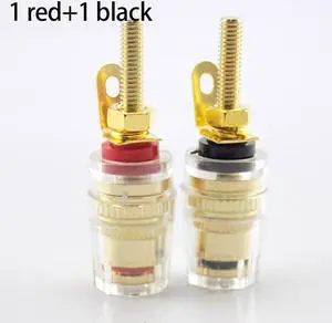 4mm Banana Plug Amplifier Speaker Binding Posts Oxidation Resistance Brass Terminal Transparent Gold Plated Audio Connector L19
