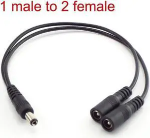 5.5mm*2.1mm 1 Male to 2 Female Connector Male to Female Plug DC Power Splitter Cable CCTV LED Strip Light Power Supply Adapter L