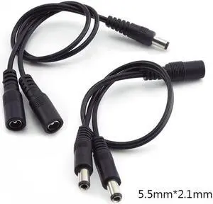 5.5mm*2.1mm 1 Female to 2 Male Way Connector DC Plug Power Splitter Cable for CCTV LED Strip Light Power Supply Adapter(1 Male to 2 Female)
