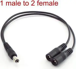 5.5mm*2.1mm 1 Female to 2 Male Way Connector DC Plug Power Splitter Cable for CCTV LED Strip Light Power Supply Adapter