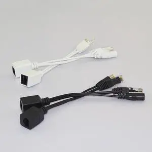 1 Pair POE Splitter 12V Adapter Accessories RJ45 Injector Kit Power supply connector Cable Camera Cctv for Security Camera L19(black)