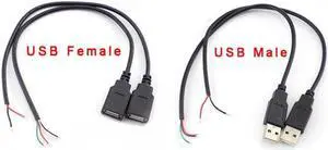 USB Connector Male Female Cable 4 Pin Wire Data Cable Extension Cord 2 Pin Power Supply for DIY 5V Adapter Charging 0.3M 1M 2M(1m 4pin usb female)