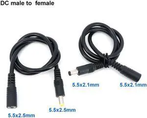 DC male to female power supply Extension connector Cable Plug Cord wire Adapter for led strip camera 5.5X2.1mm 2.5mm 12v 18awg L(5.5 2.5mm)
(3M)