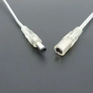 Transparent Female Male DC Power Adapter Pigtail Cable 5.5x2.1mm 12V Jack Connector Extension Cord For LED Strip Lights L1(1M Male)
(1pc)