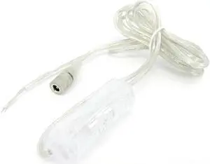 2M 22awg DC 12V Cable Female 304 switch button Connector extension Power supply Cord for LED Strip Light 5.5*2.1mm transparent L