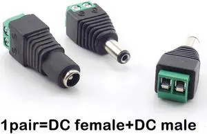 1 pair DC Power plug female+ male Connector jack Coax Cat5 To Bnc adapter Av BNC UTP for CCTV Camera Video Balun LED Lamp Strip