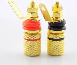 Insulation Sound Terminals 1pair Gold-Plated Banana Plugs Anti-impact Speaker Terminals Banana Jack Socket L19