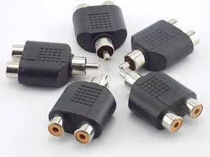 5x RCA Male to 2 RCA Female Adapter AV Audio cable Plug IN-LINE Converter Connector for CCTV Camera Security L19