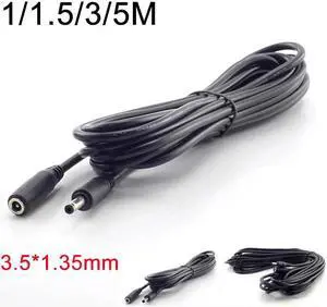 1/1.5/3/5M Male Female DC 5-24V Power Cable Extension Power Cord Adapter 3.5mmx1.35mm Connector for CCTV Cable Security Camera(5 Meter)