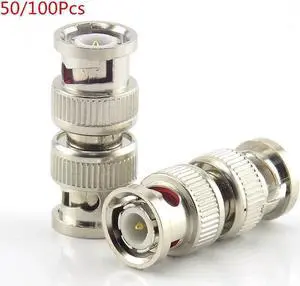 50pcs 100Pcs Bnc Male To Bnc Male Connector Coupler Cctv Accessories Splitter Plug Adapter For Rg59 Cctv Cable Adapter L19(50pcs)