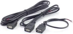 0.3/1/2M USB 2.0 Type A Female 2 Pin DIY extension power Cable DC 5V Power Supply Adapter Charge Connector Wire L19(0.3m)