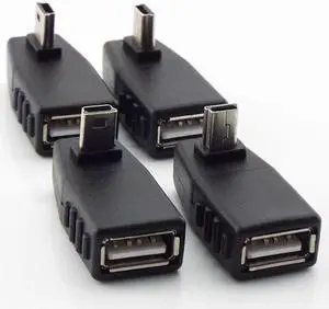 Mini USB 5Pin Male to USB Female 90 Degree Angle audio Converter power Connector OTG Adapter for Car MP3 Tablets Phone U-Disk(Right)