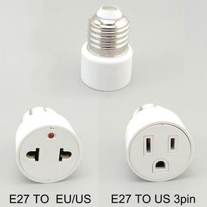 100-240V  E27 Bulb To US/EU Plug Light Fixture Bulb Base Lamp Socket Adapter Convert E27 Base To Regular L1(E27 to US 3pin)
