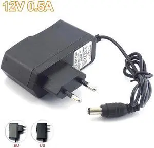 AC to 100-240V DC 12V 0.5A 500mA Camera Power Adapter Supply Charger Charging adapter for LED Strip Light 5.5mmx2.1mm L19 Plug type: EU plug