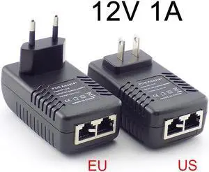 12V 1A POE Adapter Injector Switch Power Supply Wireless Ethernet Adapter For IP Camera CCTV US EU Plug (Plug type: US plug)