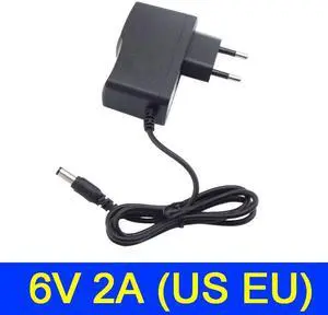AC 100V-240V DC Power supply Adapter plug Converter 6V 2A 2000ma For LED Strip Light CCTV Charger Switch 5.5mmx2.5mm US/EU plug (EU plug)