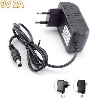 AC to DC Power Adapter 9V 2A Supply 5.5mm x 2.5mm US EU Plug Converter 2000mA Charger LED Strip Light CCTV Camera 100V-240V L19 (US plug)