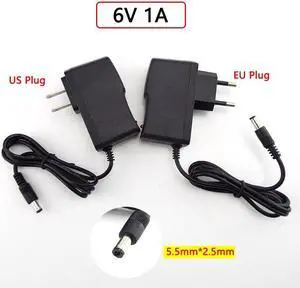 6V 1A Adapter Supply Converter Charger DC Power 1000mA 100-240V Power Adapter With Lndicator Light For LED Strip Lamp EU/US Plug (US plug)